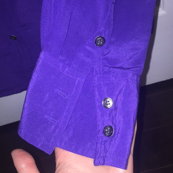 100% Silk Purple Button Up Blouse - JCrew - Picture 7 of 7